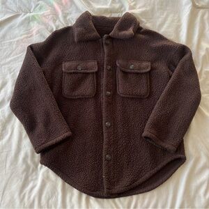 Ci Sono Los Angeles Brown Sherpa Shacket